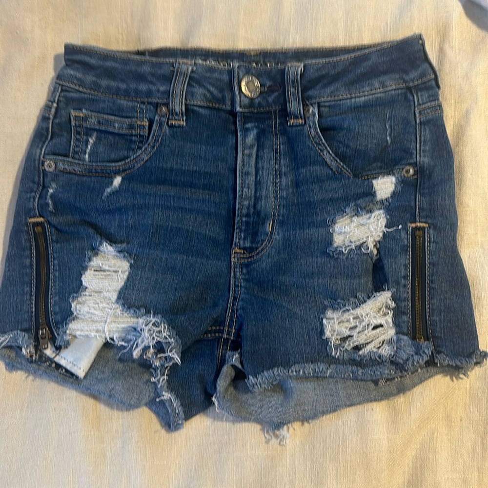 American eagle super stretch super high rise shortie Jean shorts